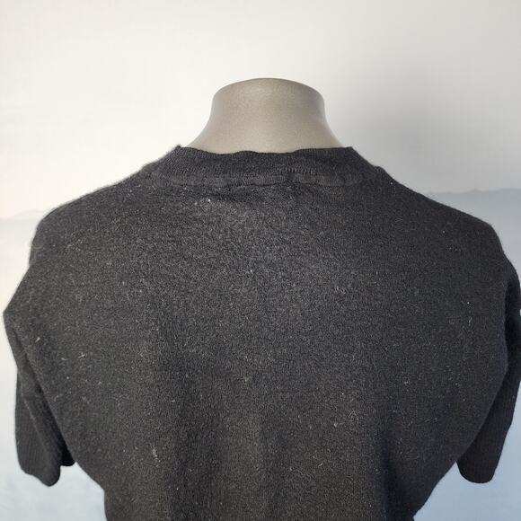 Anthropologie Merino Wool Black Cropped Crew Neck Sweater | Women's XSmall - Picture 9 of 14